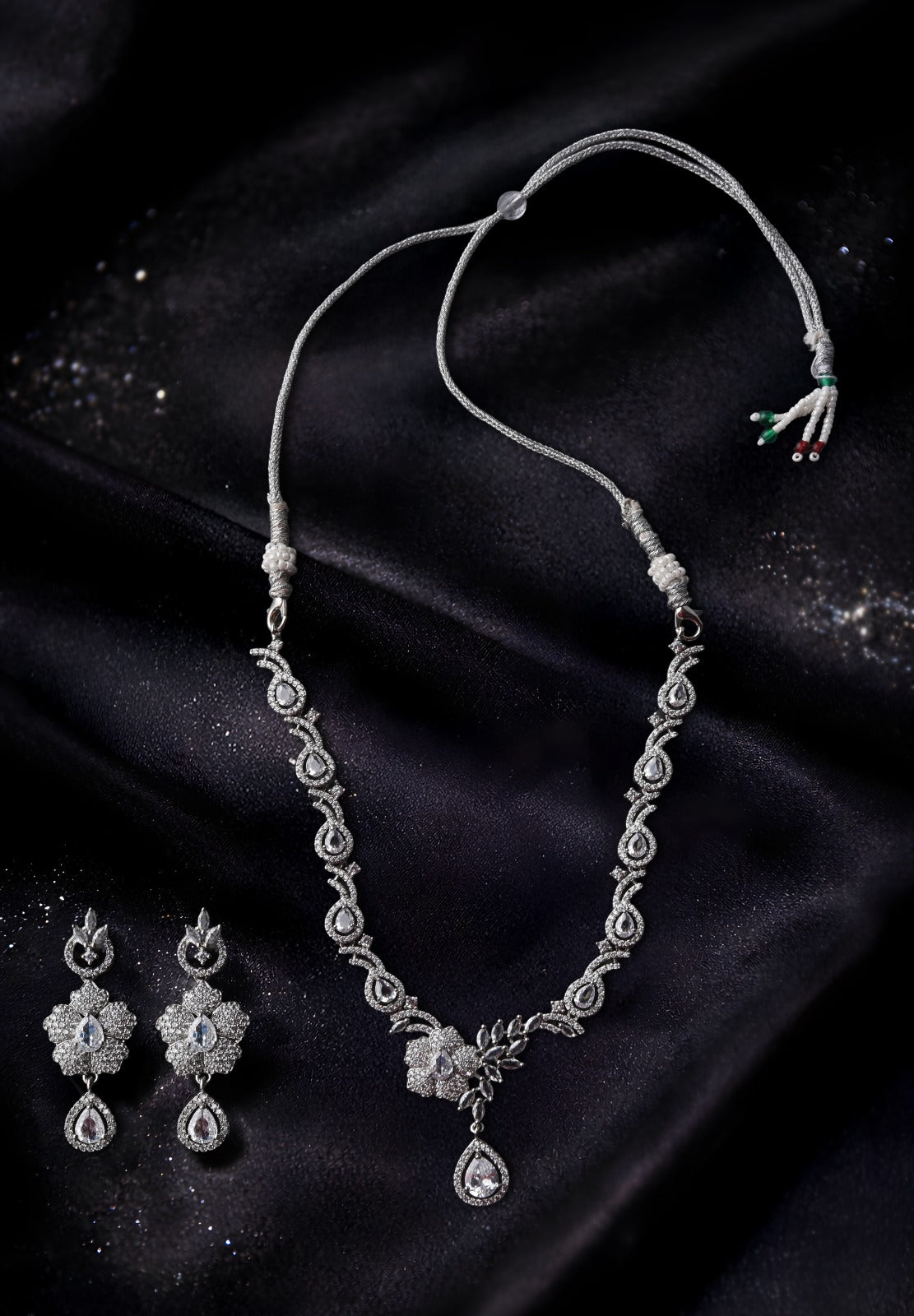 Premium American Diamond Necklace Set with Matching Earrings | Party & Wedding Wear